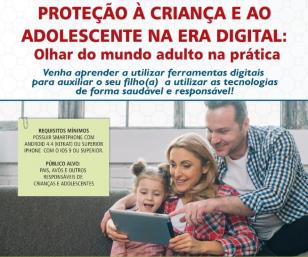   A Secretaria de Justiça, Família e Trabalho do Governo do Paraná, por meio da Força-Tarefa Infância Segura, e a Celepar promovem na próxima quarta-feira (20/11) uma oficina gratuita sobre “Proteção à criança e ao adolescente na Era Digital: olhar do mundo adulto na prática”, voltado para pais, avós e outros responsáveis por crianças e adolescentes.  As inscrições são gratuitas e podem ser feiras pelo email detoxdigitalpr@sejuf.pr.gov.br. Mas, para participar, é preciso levar um smartphone com Android 4.4 